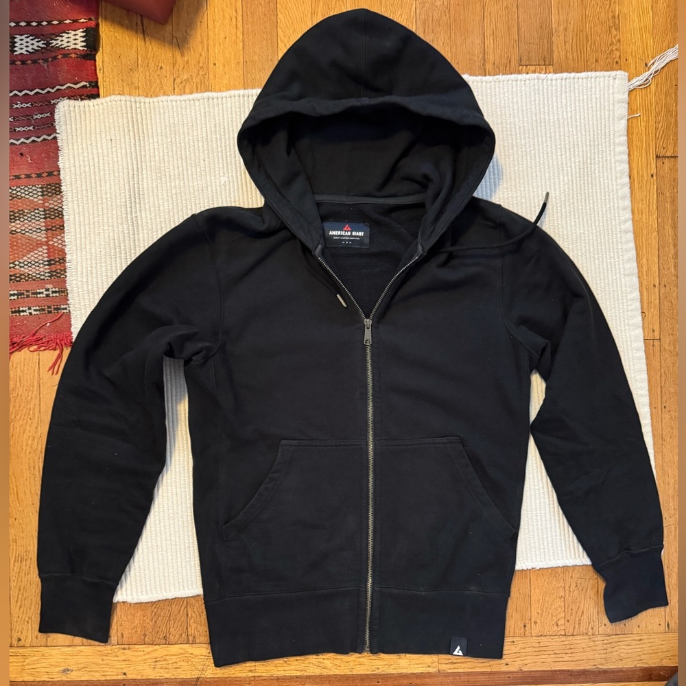 American Giant Relaxed Black Zip-Up Hoodie